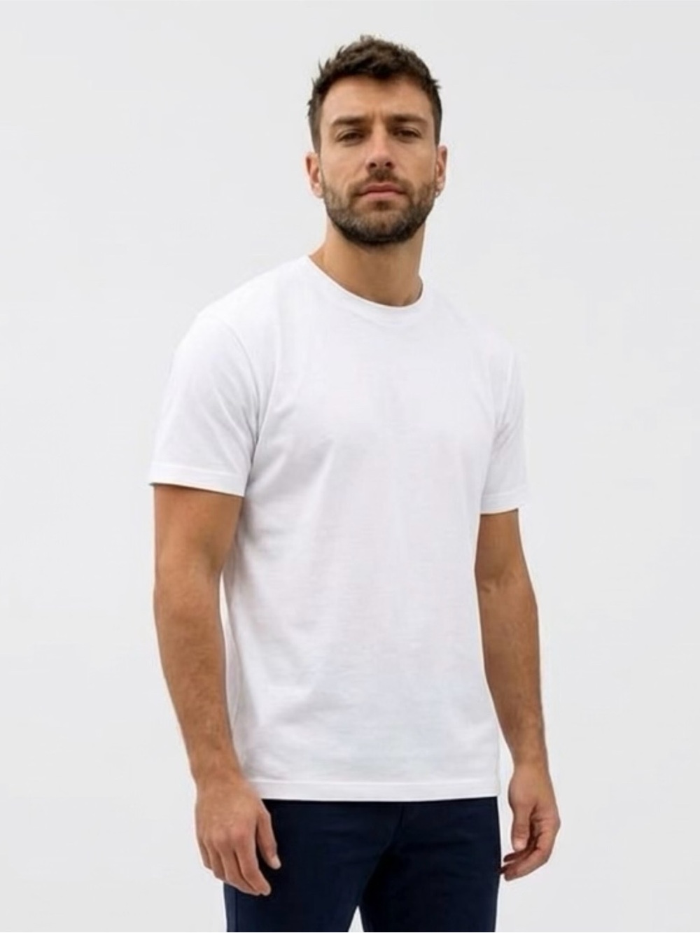 Porter & Ash Classic Comfort Fit Men's Crew Neck T‑Shirt - White